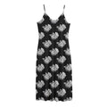 Monochrome Rose Pattern Print Jersey Midi Cami Dress