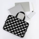 Monochrome Rose Pattern Print Laptop Sleeve With Handle