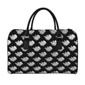 Monochrome Rose Pattern Print Leather Duffel Bag