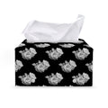 Monochrome Rose Pattern Print Leather Tissue Box Cover