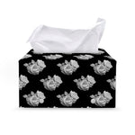 Monochrome Rose Pattern Print Leather Tissue Box Cover