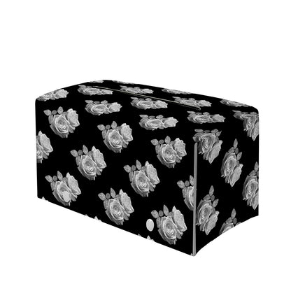 Monochrome Rose Pattern Print Leather Tissue Box Cover