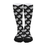 Monochrome Rose Pattern Print Long Socks
