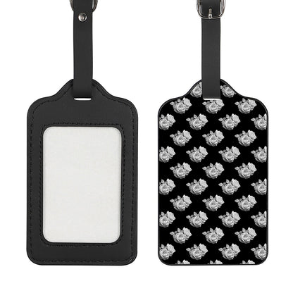 Monochrome Rose Pattern Print Luggage Tag