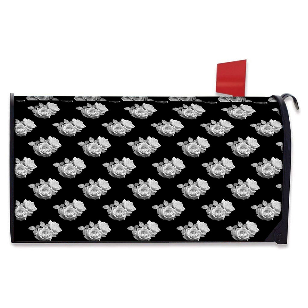 Monochrome Rose Pattern Print Mailbox Cover