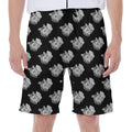 Monochrome Rose Pattern Print Men's Beach Shorts