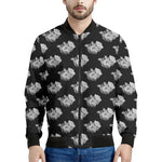 Monochrome Rose Pattern Print Men's Bomber Jacket