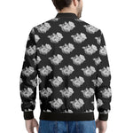 Monochrome Rose Pattern Print Men's Bomber Jacket