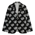 Monochrome Rose Pattern Print Men's Cotton Blazer