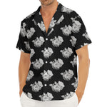 Monochrome Rose Pattern Print Men's Deep V-Neck Shirt