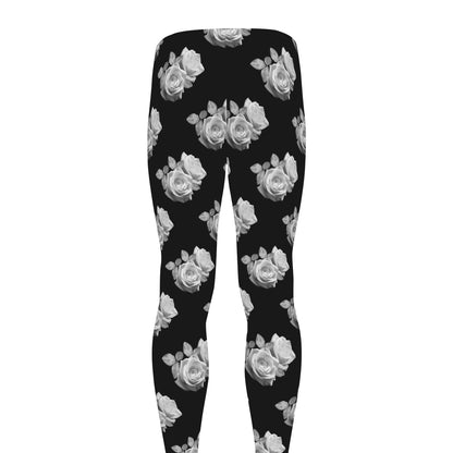 Monochrome Rose Pattern Print Men's leggings