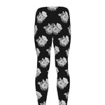 Monochrome Rose Pattern Print Men's leggings