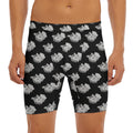Monochrome Rose Pattern Print Men's Long Boxer Briefs