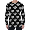 Monochrome Rose Pattern Print Men's Long Sleeve T-Shirt