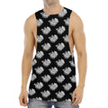 Monochrome Rose Pattern Print Men's Muscle Tank Top