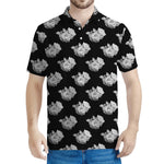 Monochrome Rose Pattern Print Men's Polo Shirt