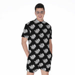 Monochrome Rose Pattern Print Men's Rompers