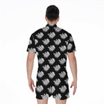 Monochrome Rose Pattern Print Men's Rompers