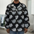 Monochrome Rose Pattern Print Men's Shirt Jacket