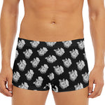 Monochrome Rose Pattern Print Men's Short Boxer Briefs