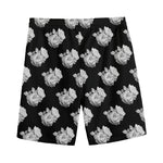 Monochrome Rose Pattern Print Men's Sports Shorts