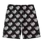 Monochrome Rose Pattern Print Men's Swim Trunks