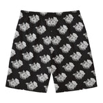 Monochrome Rose Pattern Print Men's Swim Trunks