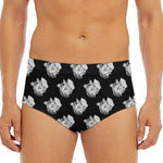 Monochrome Rose Pattern Print Men's Triangle Swim Briefs