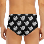 Monochrome Rose Pattern Print Men's Triangle Swim Briefs