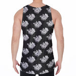 Monochrome Rose Pattern Print Men's Velvet Tank Top