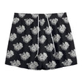 Monochrome Rose Pattern Print Mesh Shorts