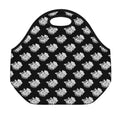 Monochrome Rose Pattern Print Neoprene Lunch Bag