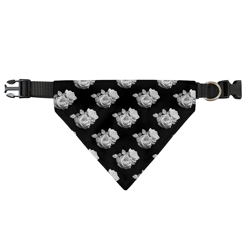 Monochrome Rose Pattern Print Over The Collar Dog Bandana