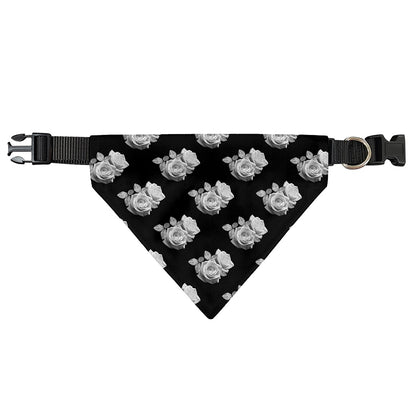 Monochrome Rose Pattern Print Over The Collar Dog Bandana