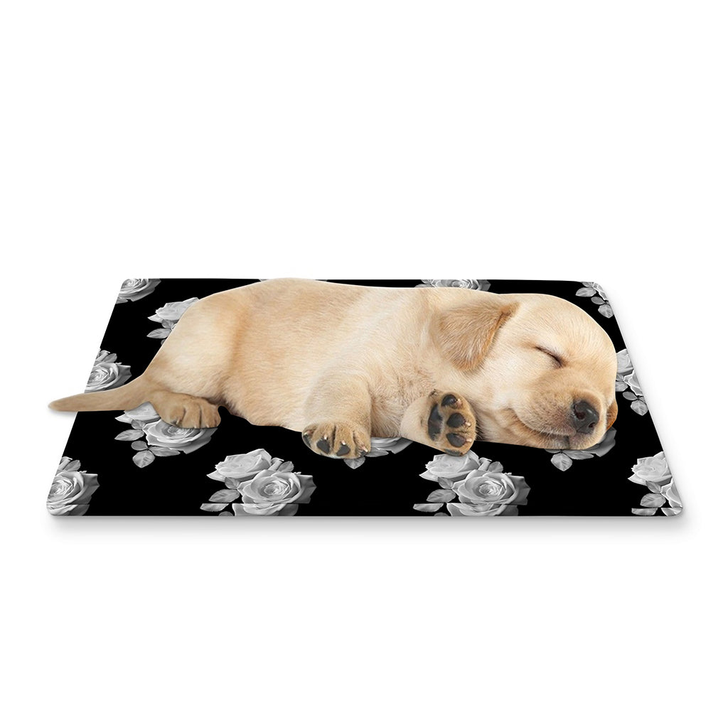 Monochrome Rose Pattern Print Pet Cooling Mat Cover