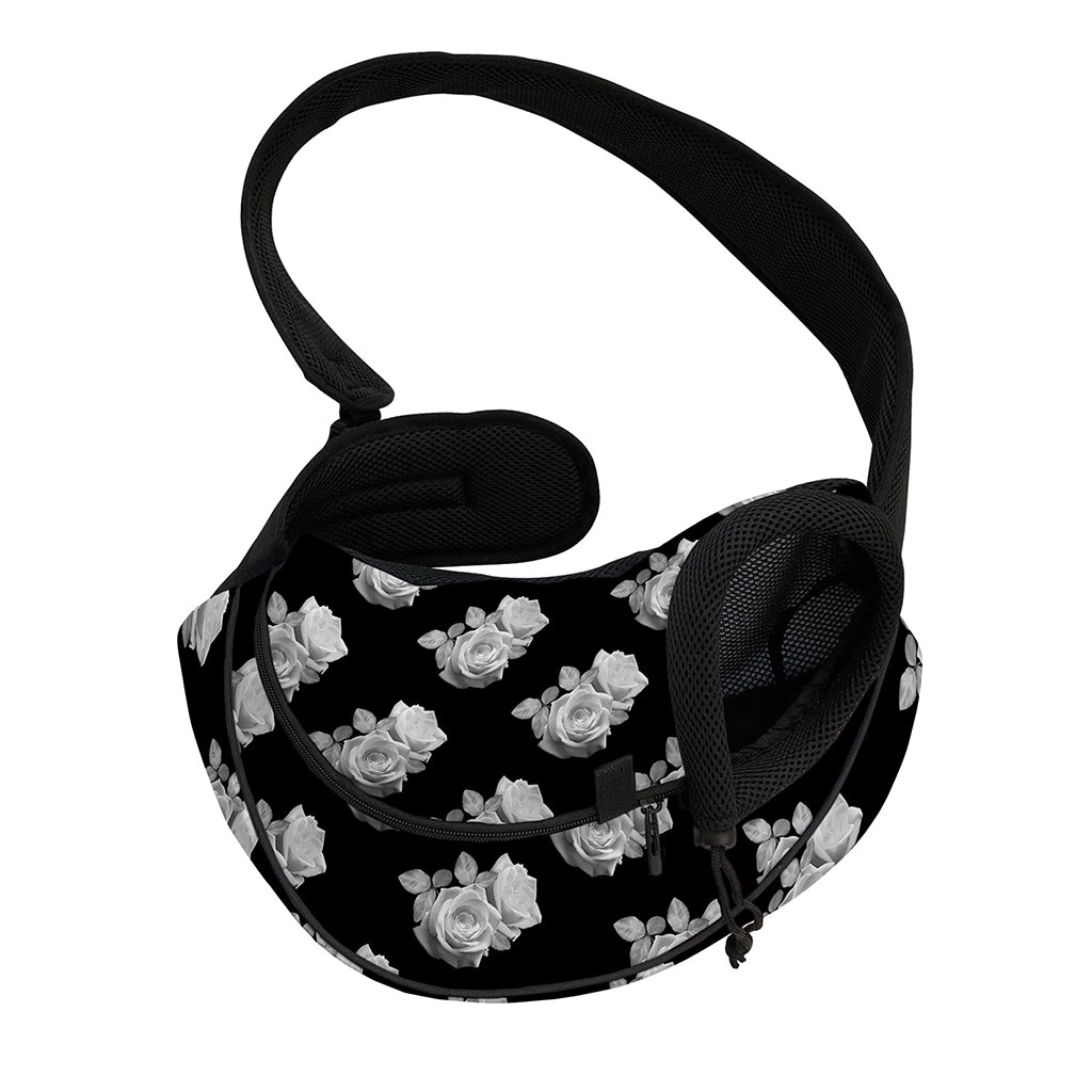 Monochrome Rose Pattern Print Pet Sling Carrier