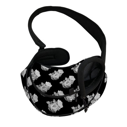 Monochrome Rose Pattern Print Pet Sling Carrier