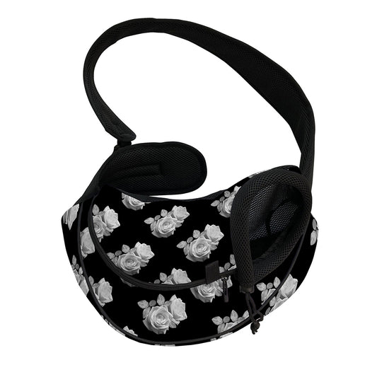 Monochrome Rose Pattern Print Pet Sling Carrier
