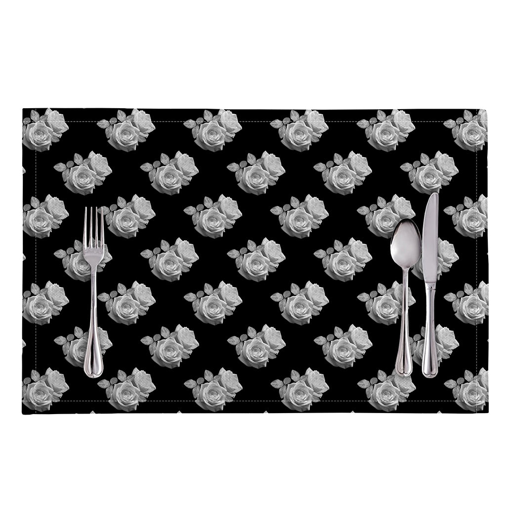 Monochrome Rose Pattern Print Placemat