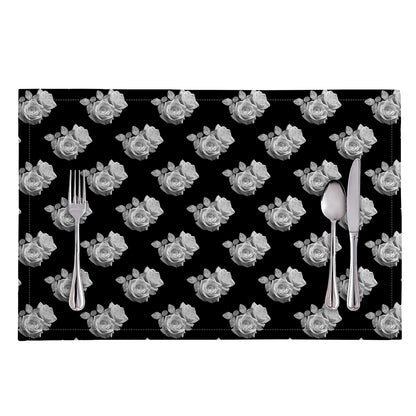 Monochrome Rose Pattern Print Placemat