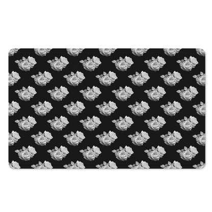 Monochrome Rose Pattern Print Polyester Doormat