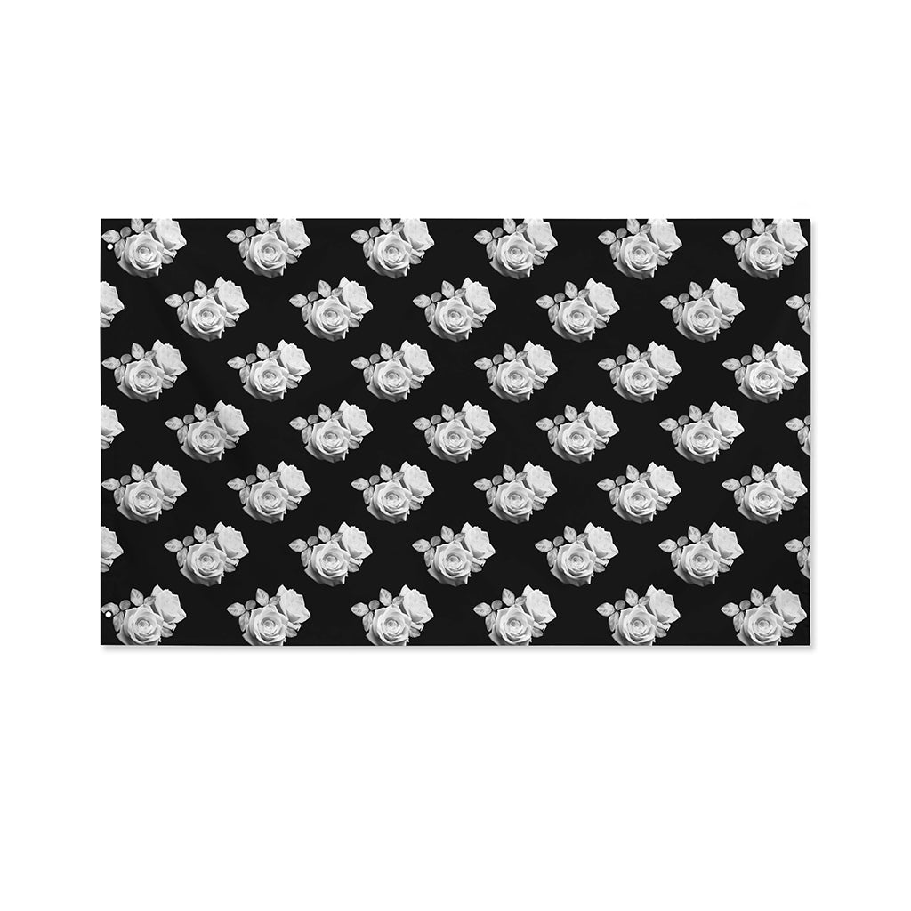Monochrome Rose Pattern Print Polyester Flag