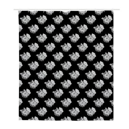Monochrome Rose Pattern Print Polyester Shower Curtain