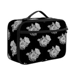 Monochrome Rose Pattern Print Portable Lunch Bag