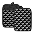 Monochrome Rose Pattern Print Pot Holders With Pocket