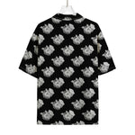 Monochrome Rose Pattern Print Rayon Hawaiian Shirt