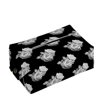 Monochrome Rose Pattern Print Rectangle Tissue Box Cover