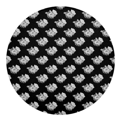 Monochrome Rose Pattern Print Round Blanket