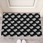 Monochrome Rose Pattern Print Rubber Doormat