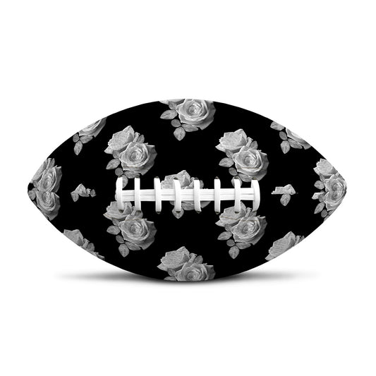 Monochrome Rose Pattern Print Rugby Ball